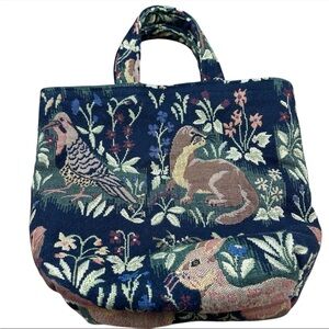 Vintage Robert Allen Woodland Animals Medium Tapestry Tote Bag Pheasant Otter
